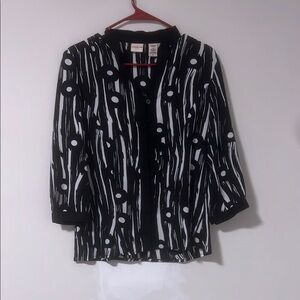 Chico's Black and White Patterned Blouse